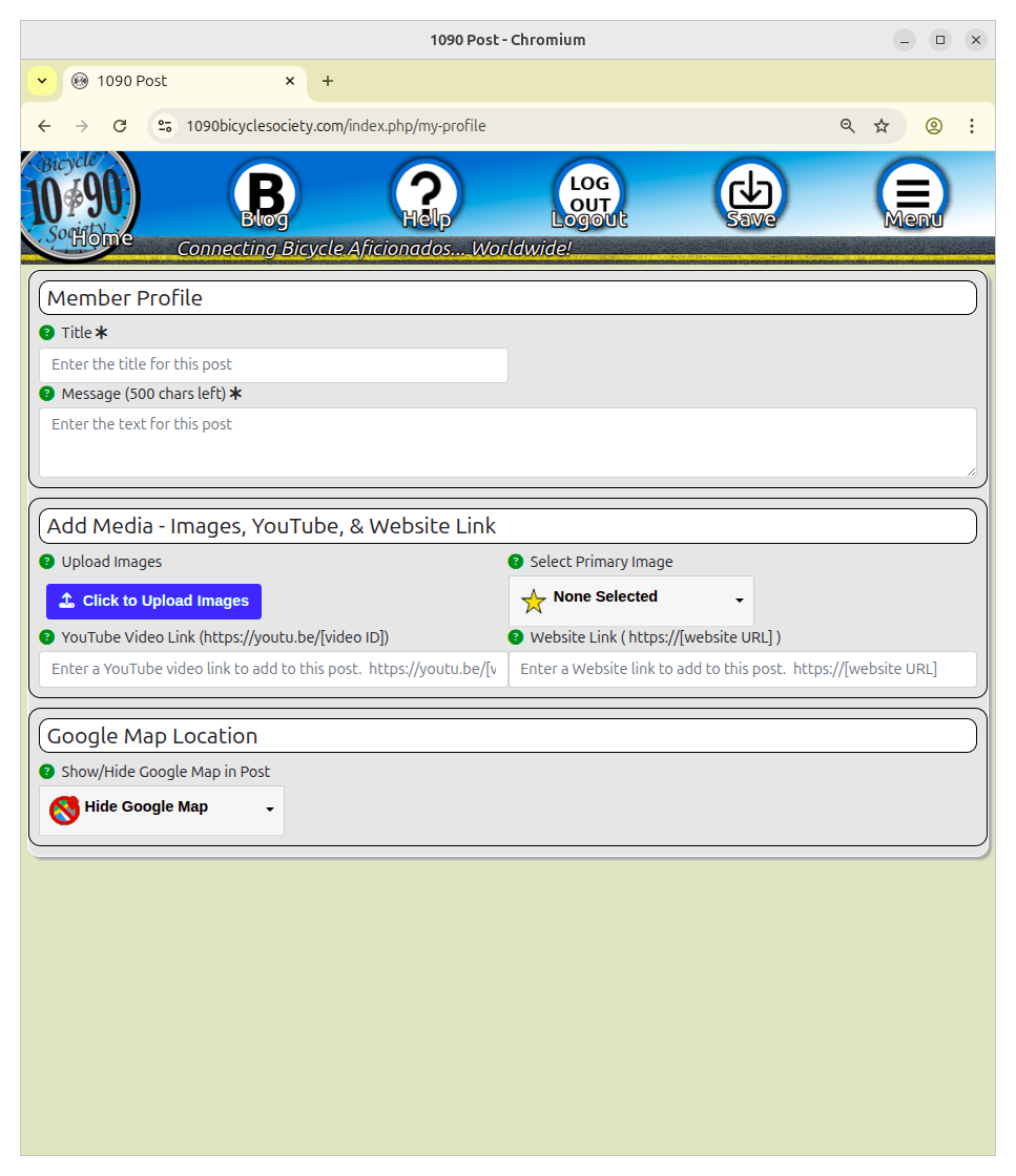 Navigation showing profile access for a logged in user